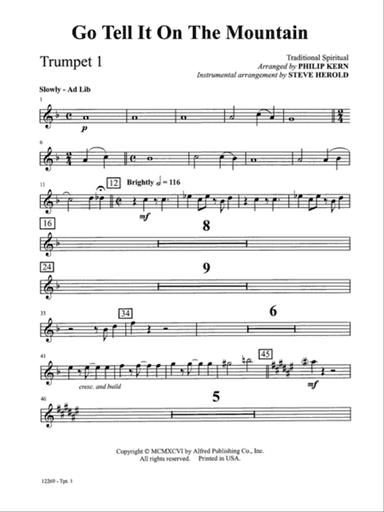 Go Tell It on the Mountain: 1st B-flat Trumpet
