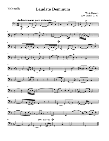 Laudate Dominum for cello (low register)