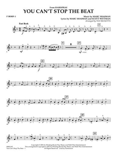 You Can't Stop The Beat (from Hairspray) (arr. Ted Ricketts) - F Horn 1