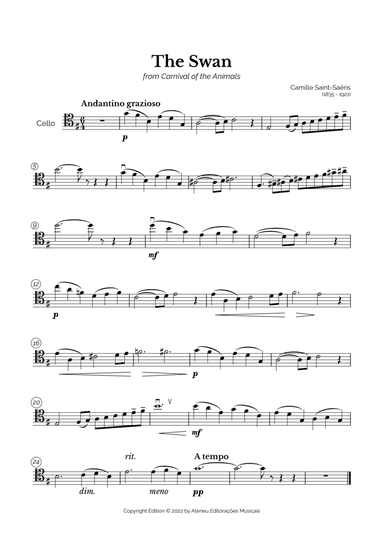 The Swan for Intermediate Cello