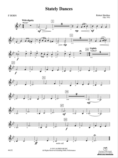 Stately Dances: 1st F Horn