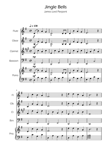 Jingle Bells - Woodwind Quartet w/ Piano