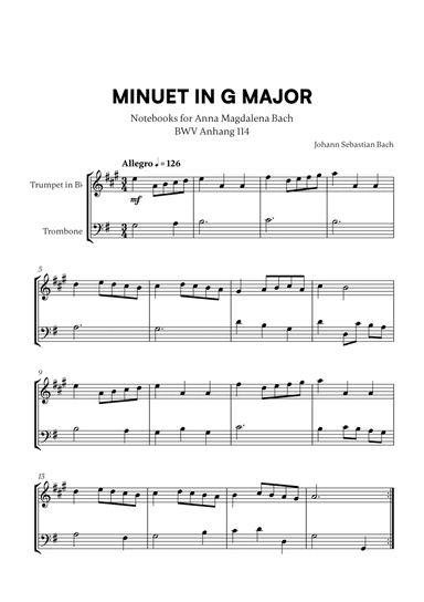 Minuet in G Major (BWV Anh. 114) (for Trumpet and Trombone)
