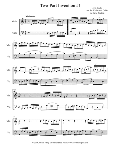 Bach 2-Part Invention #1 for Violin and Cello
