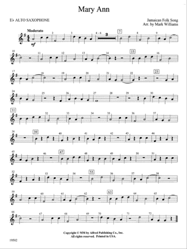 Mary Ann: E-flat Alto Saxophone