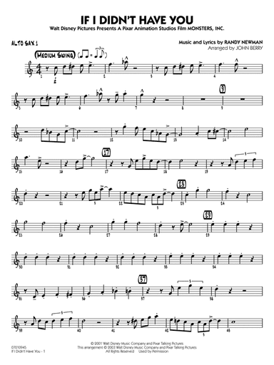 If I Didn't Have You (arr. John Berry) - Alto Sax 1