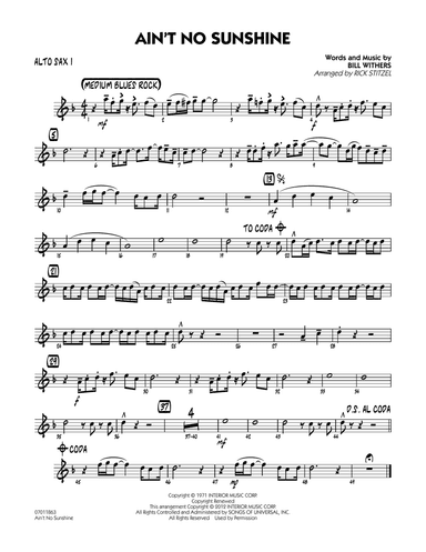 Ain't No Sunshine - Alto Sax 1