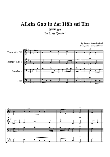 Bach's Choral - "Allein Gott in der Höh sei Ehr" (Brass Quartet)