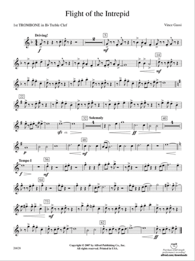 Flight of the Intrepid: (wp) 1st B-flat Trombone T.C.