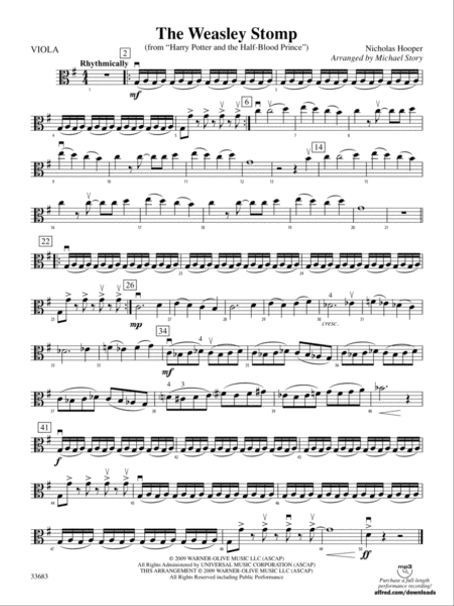 The Weasley Stomp (from Harry Potter and the Half-Blood Prince): Viola