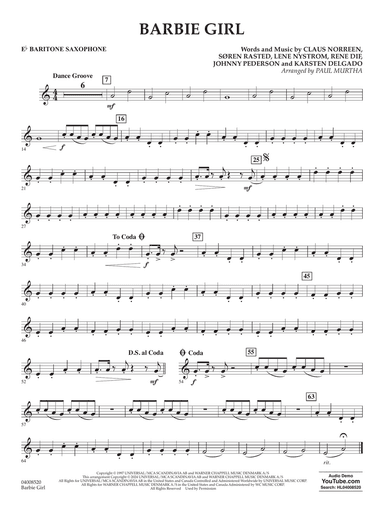 Barbie Girl (arr. Paul Murtha) - Eb Baritone Saxophone