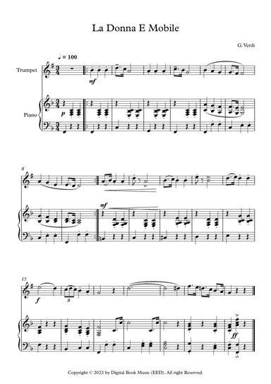 La Donna E Mobile - Giuseppe Verdi (Trumpet + Piano)