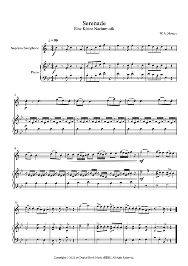 Serenade (Eine Kleine Nachtmusik) - Wolfgang Amadeus Mozart (Soprano Sax + Piano)