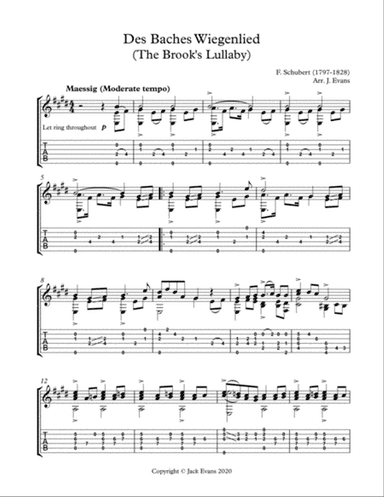 Schubert, Des Baches Wiegenlied - solo guitar