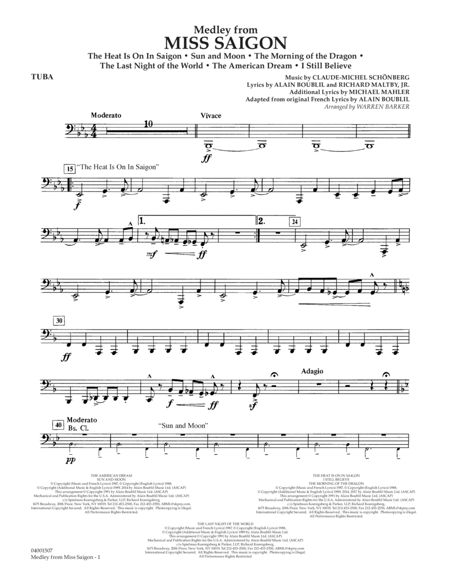 Medley from Miss Saigon (arr. Warren Barker) - Tuba