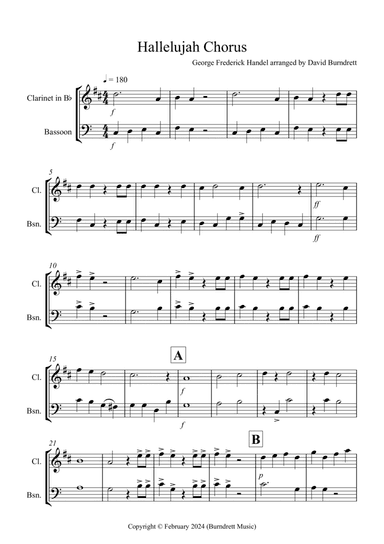 Hallelujah Chorus for Clarinet and Bassoon Duet