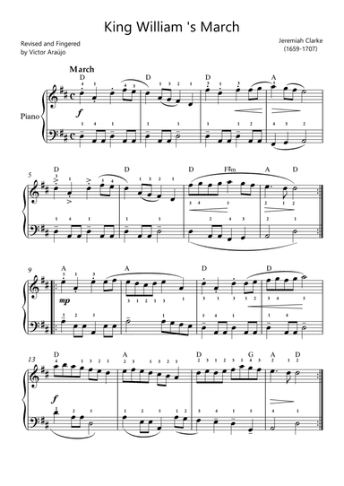 King William 's March intermediate version and chord Symbols