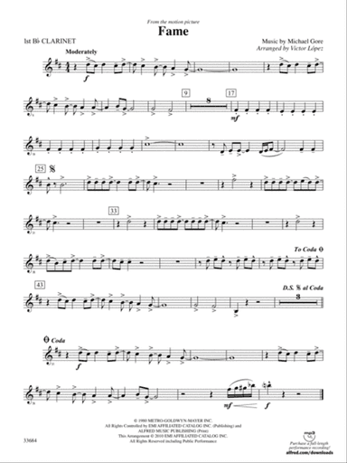 Fame (from the motion pictureFame): 1st B-flat Clarinet