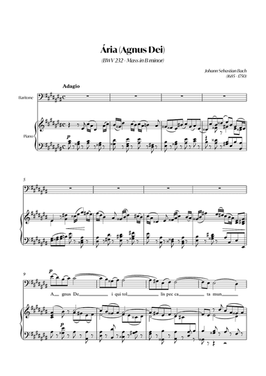 Aria (Agnus dei) from the Mass in B Minor (BACH) - Baritone_A#m