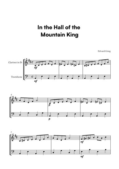 In the Hall of the Mountain King (for Clarinet and Trombone)