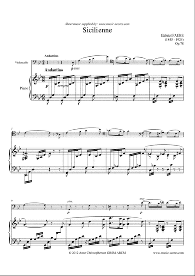 Fauré: Sicilienne - Cello and Piano