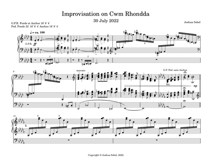 Improvisation on Cwm Rhondda