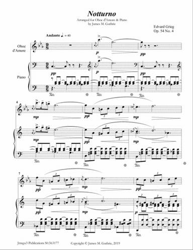 Grieg: Notturno Op. 54 No. 4 for Oboe d'Amore & Piano
