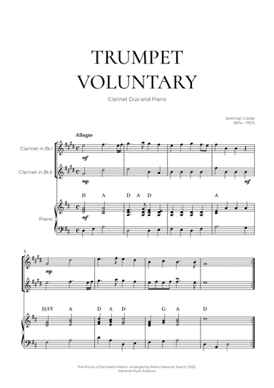 Trumpet Voluntary (Clarinet Duo and Piano) - Jeremiah Clarke