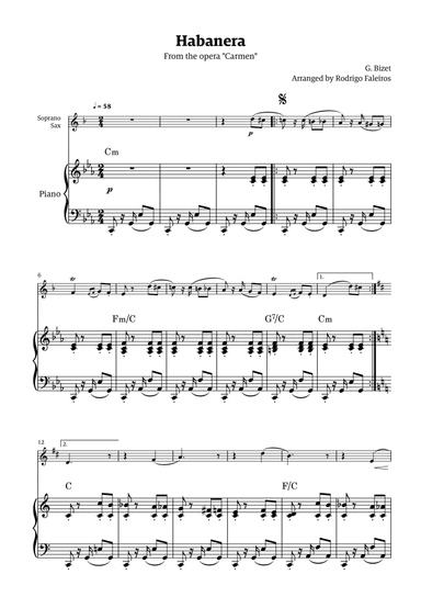 Habanera (for solo soprano sax w/ piano accompaniment)