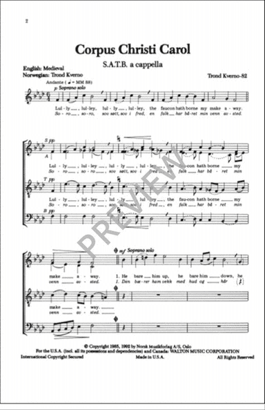 Corpus Christi Carol Satb A Cappella