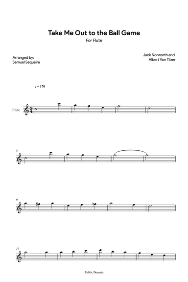 Take me out to the Ball Game - for Flute