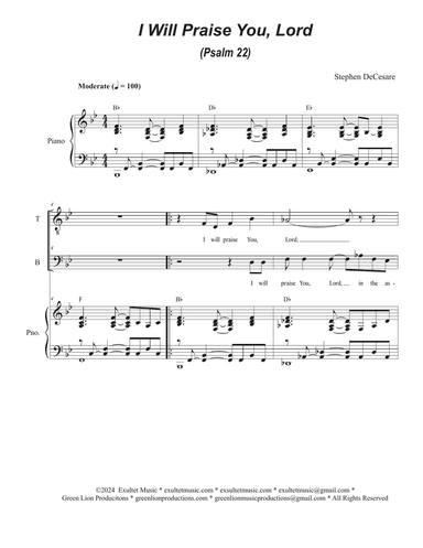 I Will Praise You, Lord (Psalm 22) (Duet for Tenor and Bass solo)