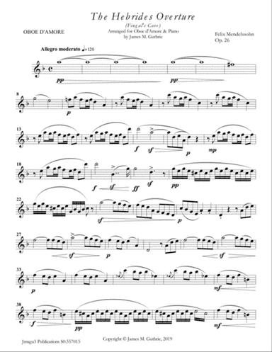 Mendelssohn: the Hebrides Overture for Oboe d'Amore & Piano