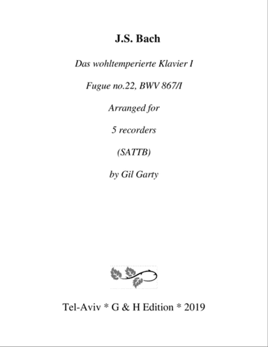 Fugue from Das wohltemperierte Klavier I, BWV 867/II (Version in A minor) (arrangement for 5 recorde