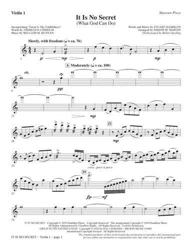 It Is No Secret (What God Can Do) (arr. Joseph M. Martin) - Violin 1