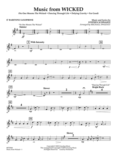 Music from Wicked (arr. Michael Sweeney) - Eb Baritone Saxophone