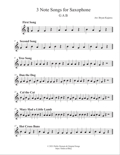 3 Note Songs for Saxophone