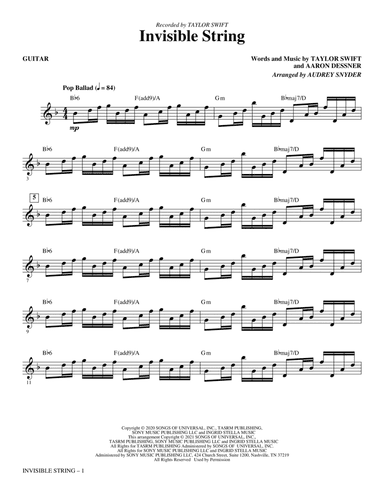 invisible string (arr. Audrey Snyder) - Guitar