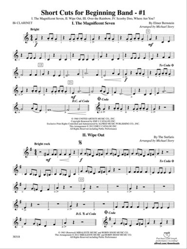 Short Cuts for Beginning Band -- #1: 1st B-flat Clarinet