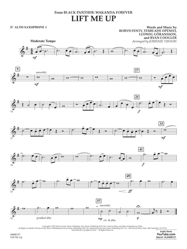 Lift Me Up (from Black Panther: Wakanda Forever) (arr. Vinson) - Eb Alto Saxophone 1