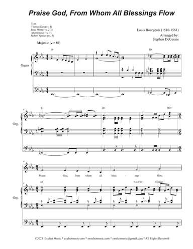 Praise God, From Whom All Blessings Flow (Unison choir - Medium Key)