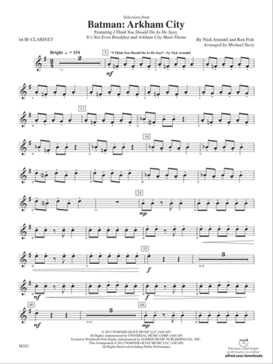 Batman: Arkham City, Selections from: 1st B-flat Clarinet