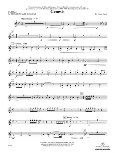 Genesis: (wp) 3rd B-flat Trombone T.C.
