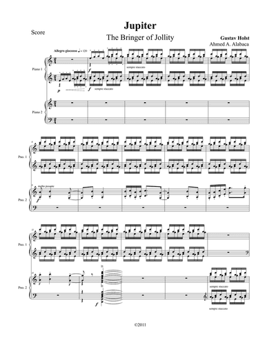 "Jupiter" arranged for 2 pianos 8 hands