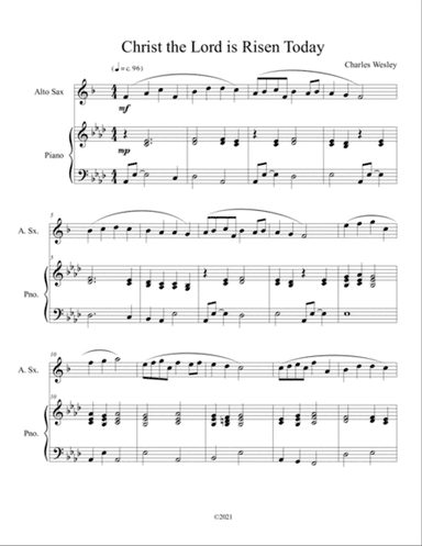 Christ the Lord is Risen Today (alto sax solo) with optional piano accompaniment