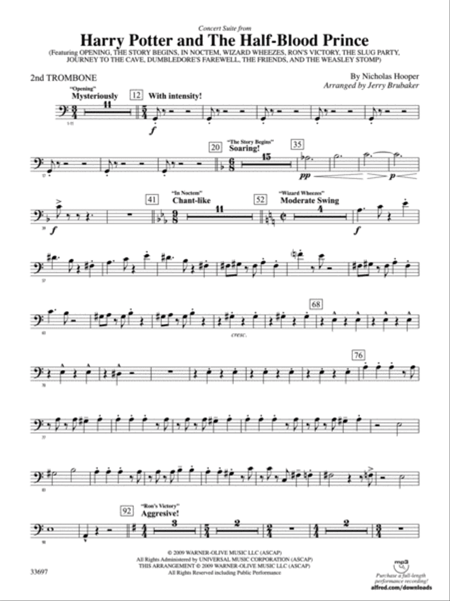 Harry Potter and the Half-Blood Prince, Concert Suite from: 2nd Trombone