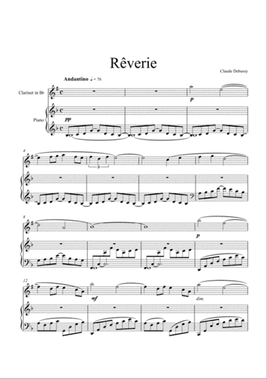 Claude Debussy - Rêverie (Clarinet in Bb Solo)
