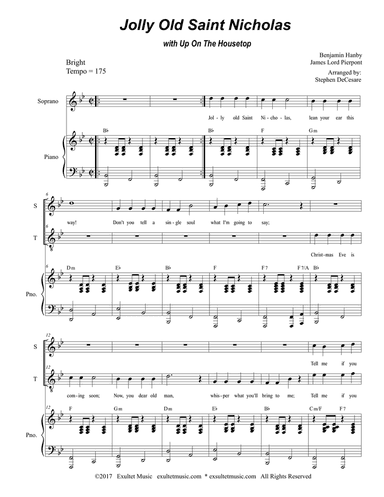 Jolly Old Saint Nicholas (with "Up On The Housetop") (for 2-part choir - (Soprano & Tenor)