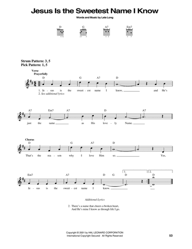 Jesus Is The Sweetest Name I Know