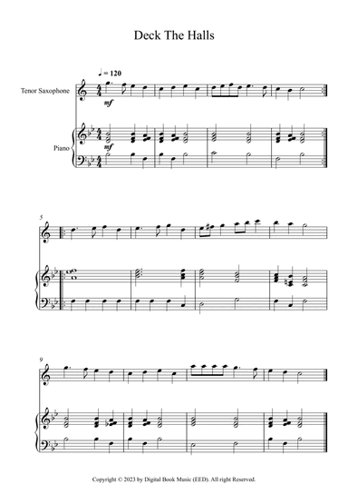 Deck The Halls (Tenor Sax + Piano)